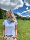 H Cashmere Logo Scarf Soft Blue thumbnail